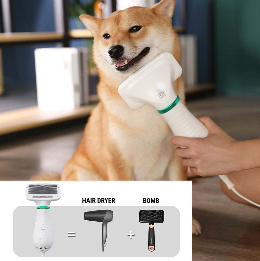 PawFix Fluff-Dry 2-in-1 Pet Dryer Comb – Warm-Air Dryer + Slicker Brush, US Plug