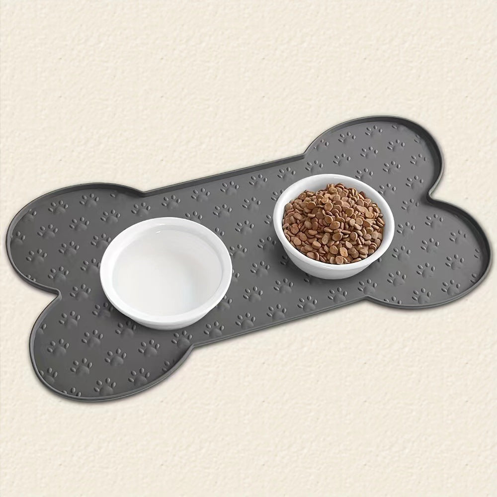 PawFix Mess-Catch Silicone Feeding Mat – Bone-Shaped Anti-Spill Mat for Dog & Cat Bowls