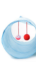 PawFix Zoom-Tunnel Crinkle Cat Play Tube – Collapsible 2-Way Tunnel with Hanging Toys for Cats