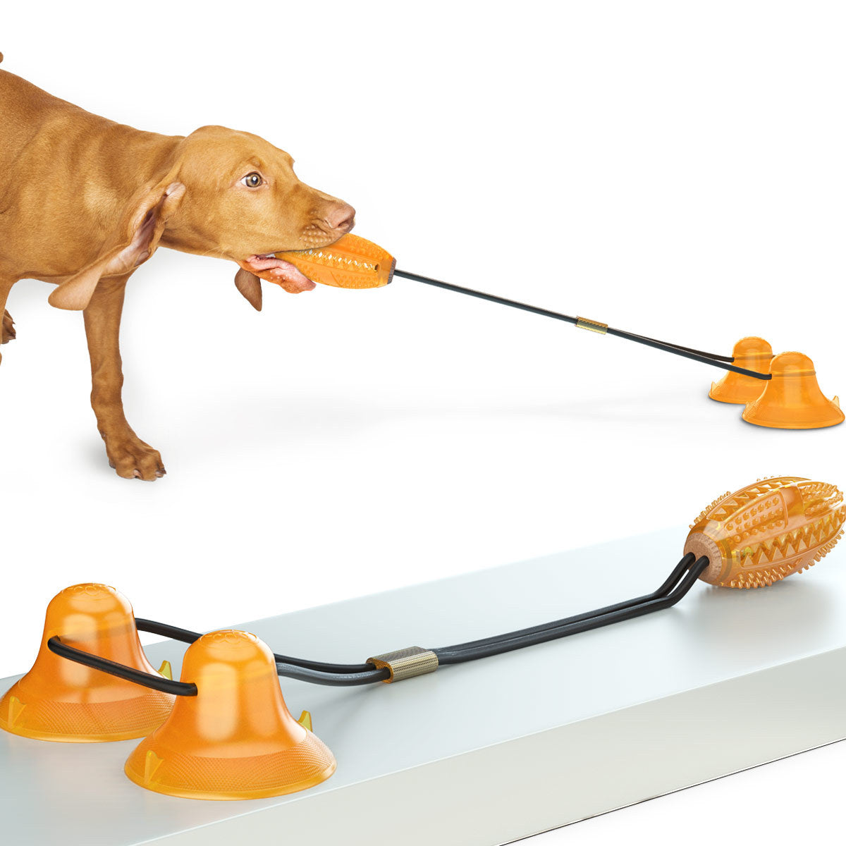 PawFix Tug-Fetch Suction-Cup Dog Toy — Hands-Free Tug Ball with Double Suction Cups
