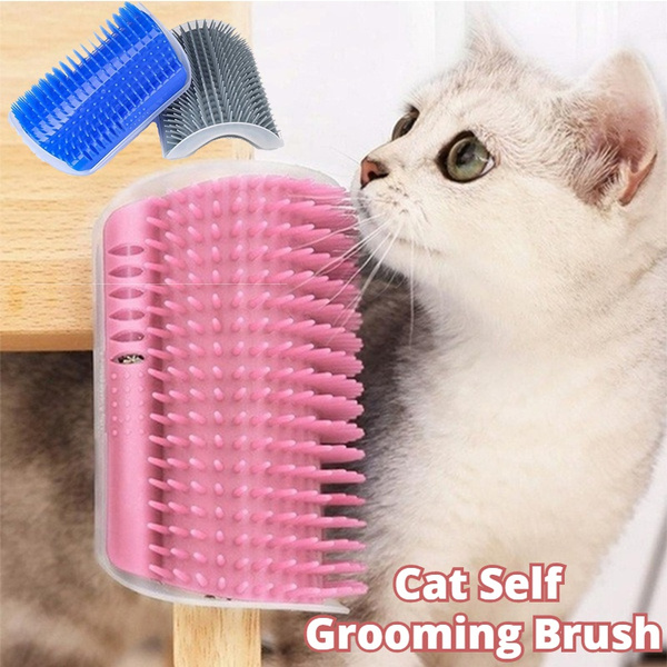 PawFix Wall-Mount Cat Self-Groomer – Corner Massage Brush for Cats